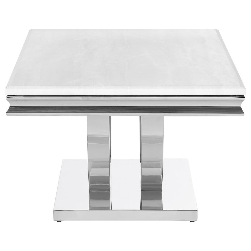 Kerwin U-base Rectangle Coffee Table White and Chrome. Picture 4