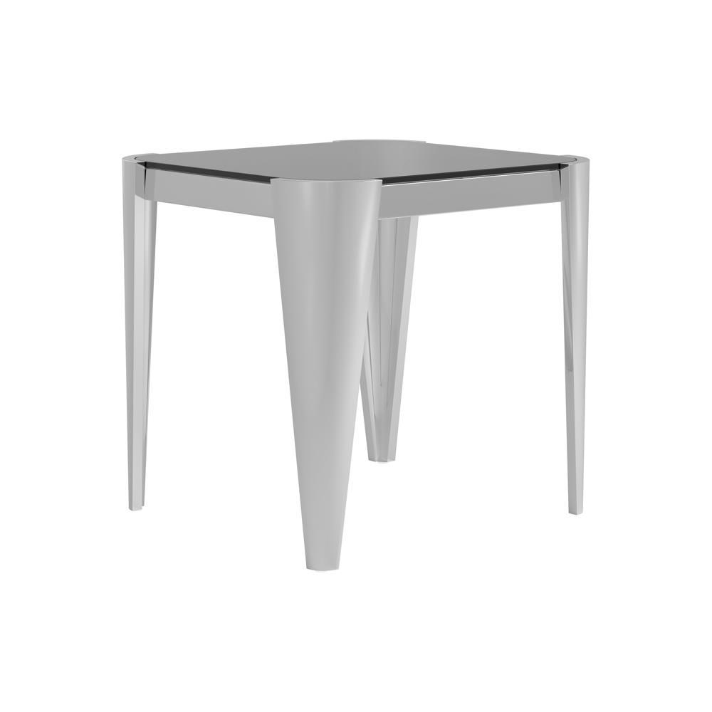 Square Glass Top End Table Silver and Grey. Picture 1