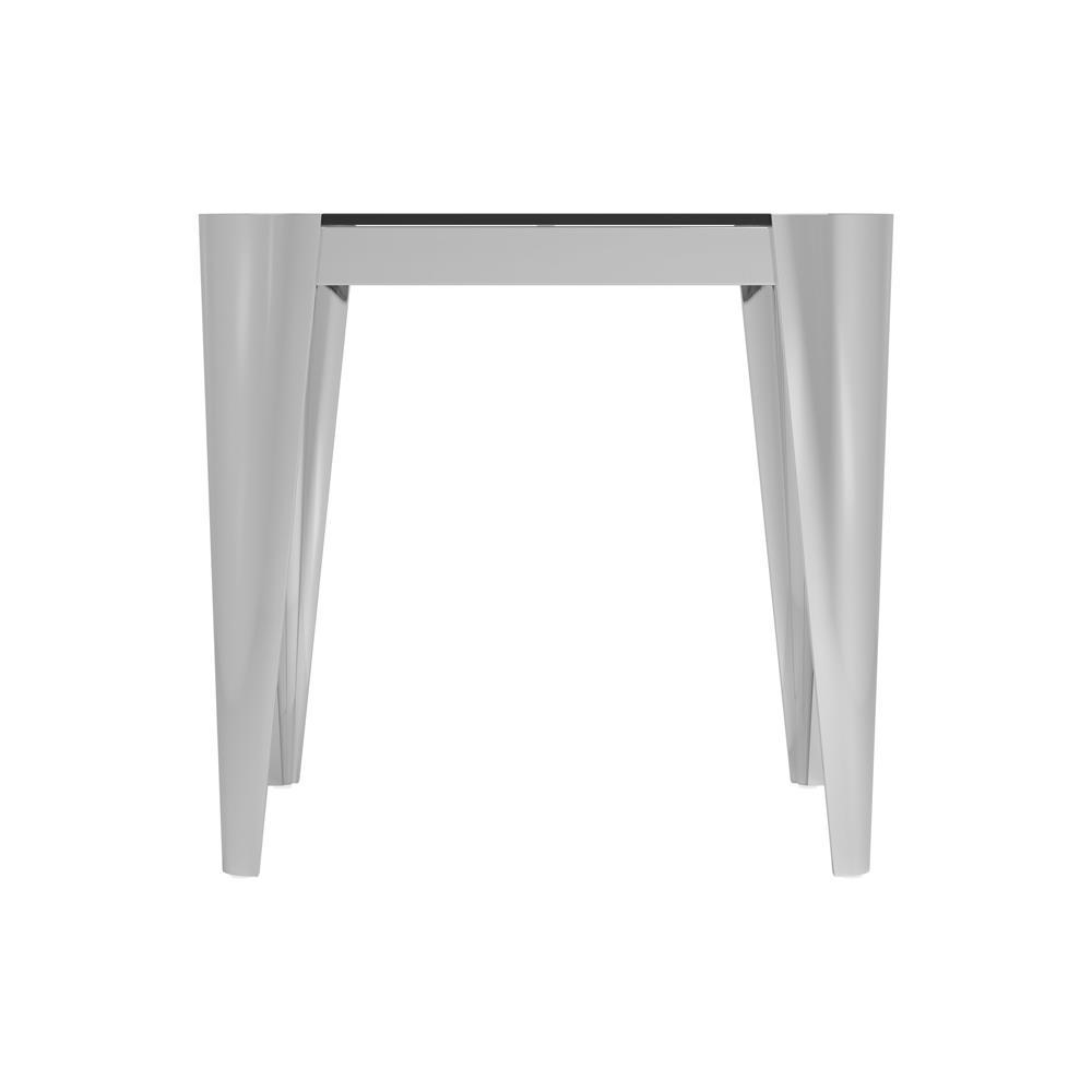 Square Glass Top End Table Silver and Grey. Picture 2