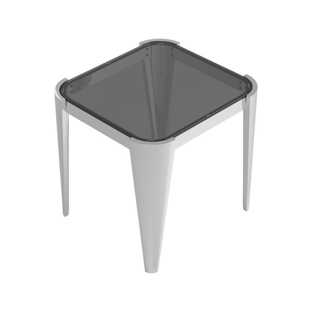 Square Glass Top End Table Silver and Grey. Picture 4