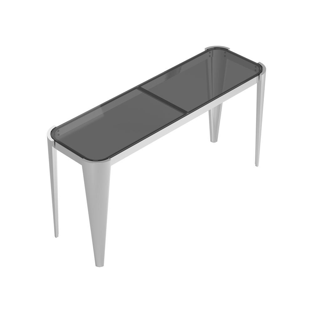 Rectangle Glass Top Sofa Table Silver and Grey. Picture 5
