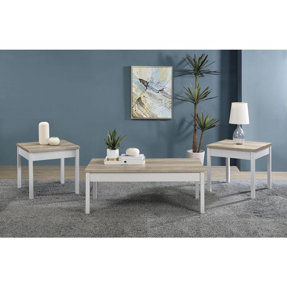 Stacie 3-piece Composite Wood Coffee Table Set Antique Pine and White. Picture 10