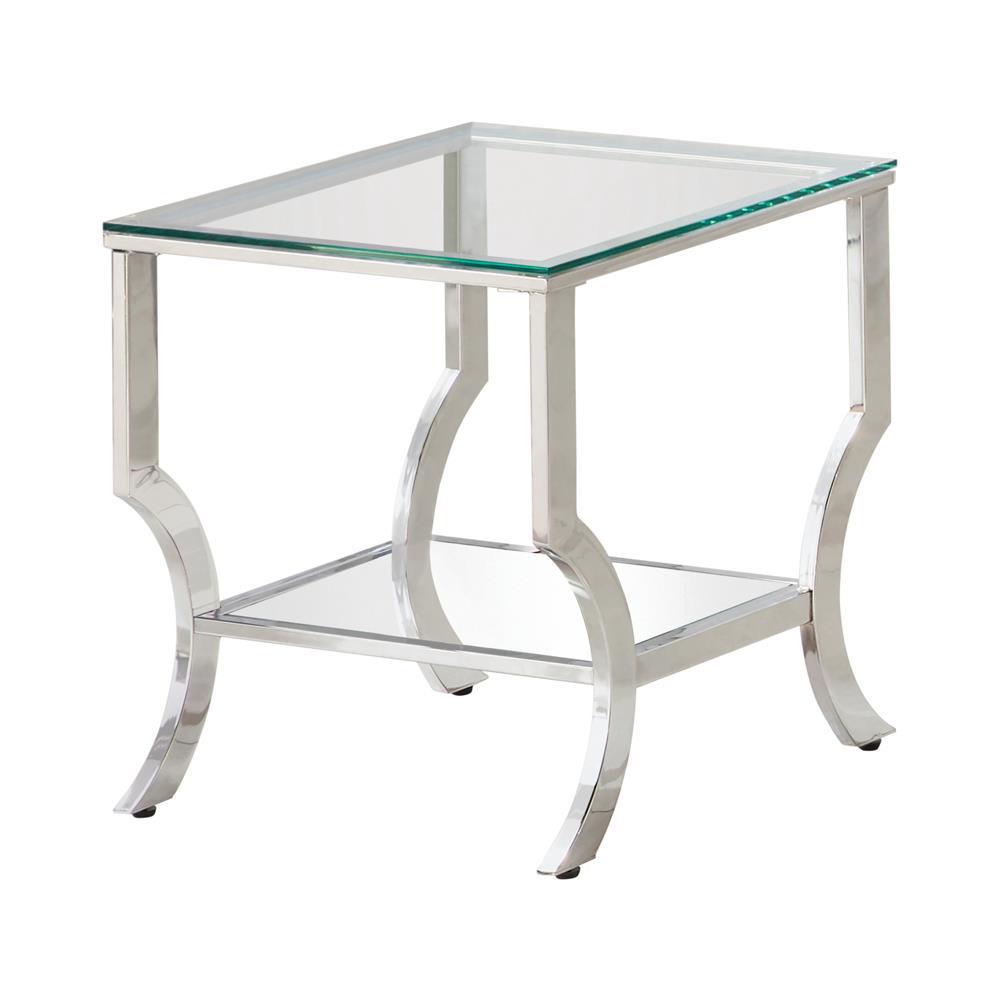 Saide Square End Table with Mirrored Shelf Chrome. Picture 2
