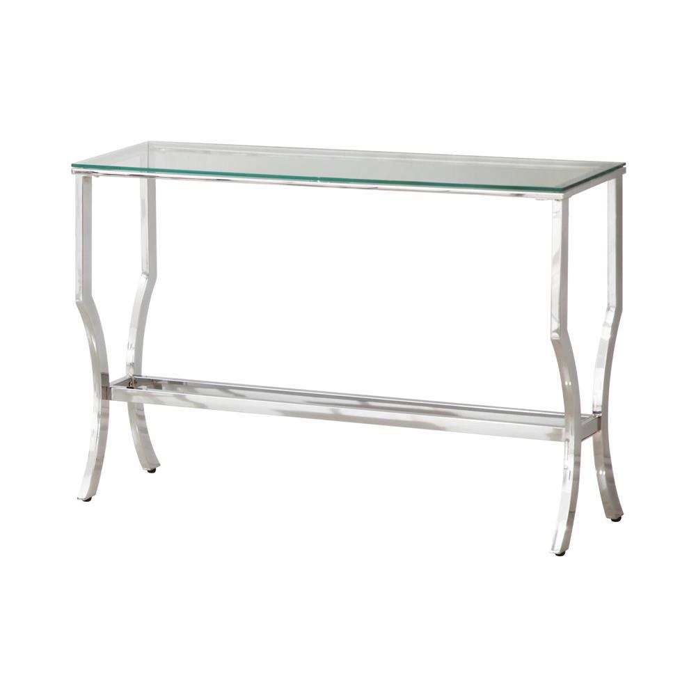 Saide Rectangular Sofa Table with Mirrored Shelf Chrome. Picture 2