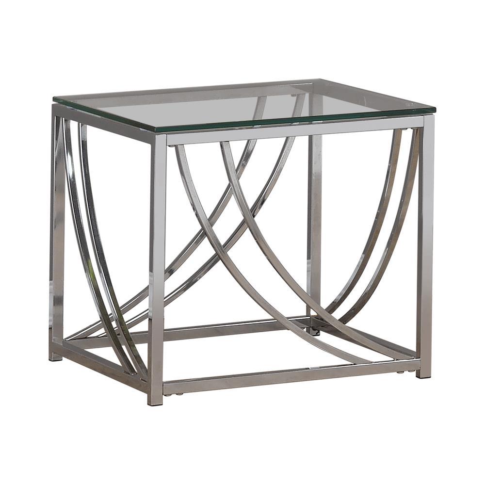 Lille Glass Top Square End Table Accents Chrome. Picture 2