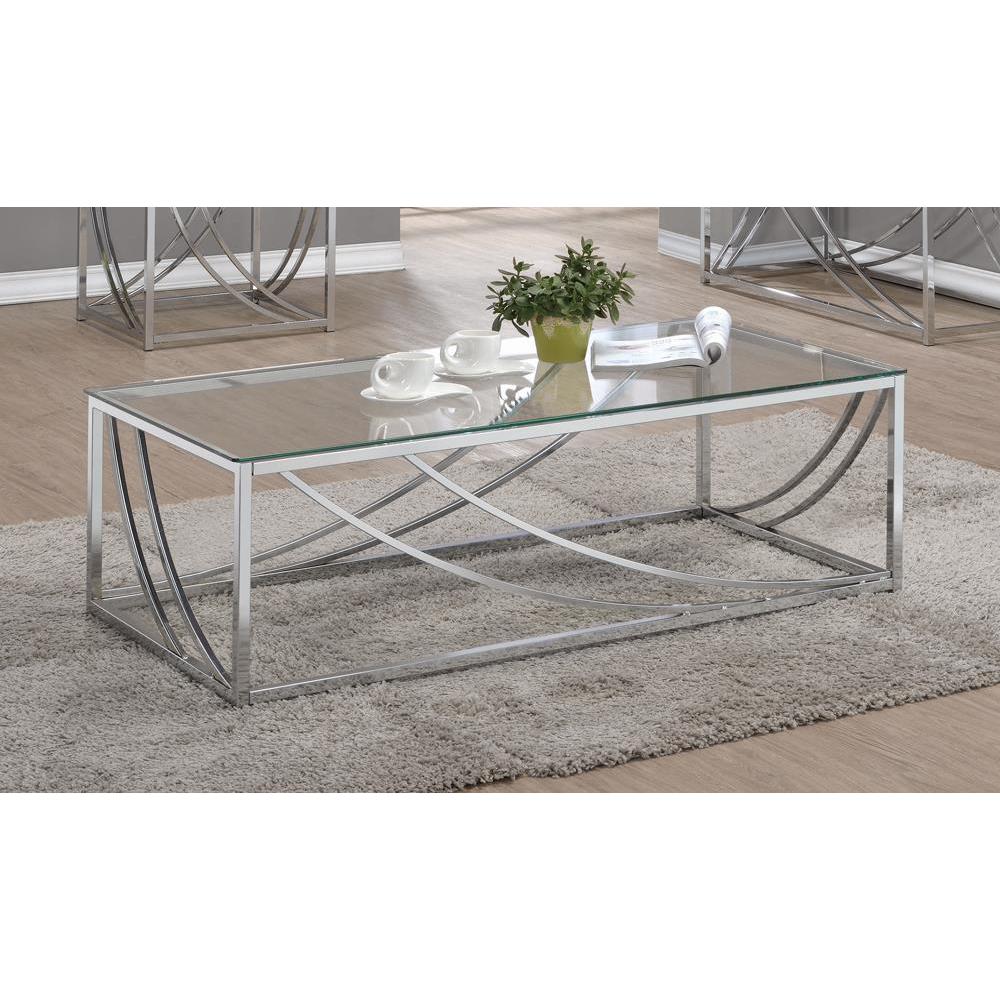 Lille Glass Top Rectangular Coffee Table Accents Chrome. Picture 1
