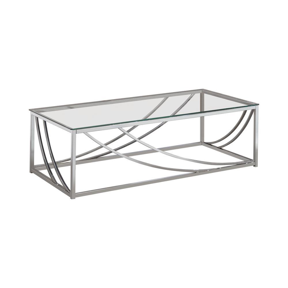 Lille Glass Top Rectangular Coffee Table Accents Chrome. Picture 2