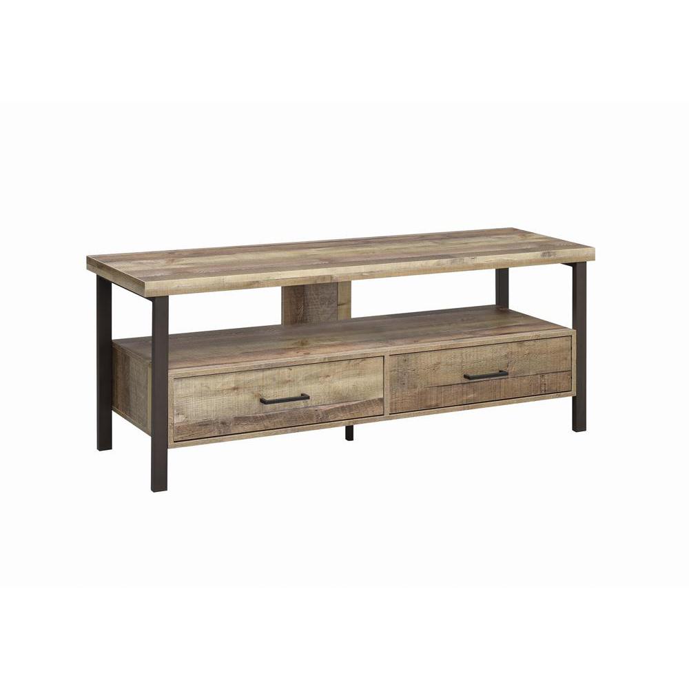 Ruston 59" 2-drawer TV Console Weathered Pine. Picture 2