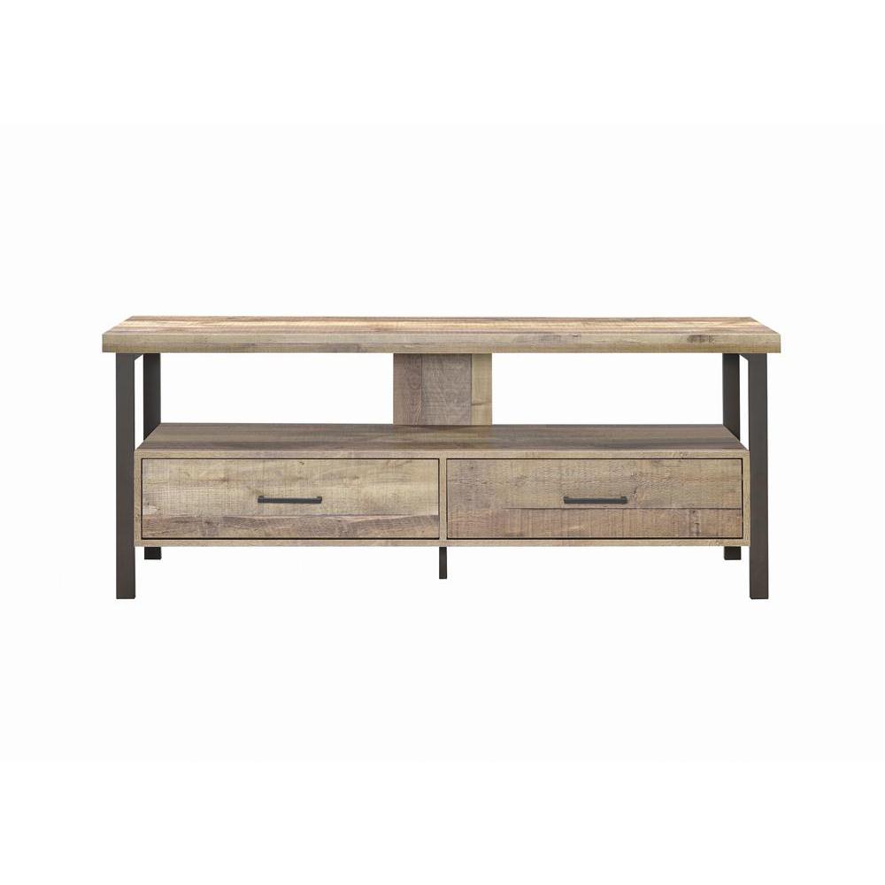 Ruston 59" 2-drawer TV Console Weathered Pine. Picture 4