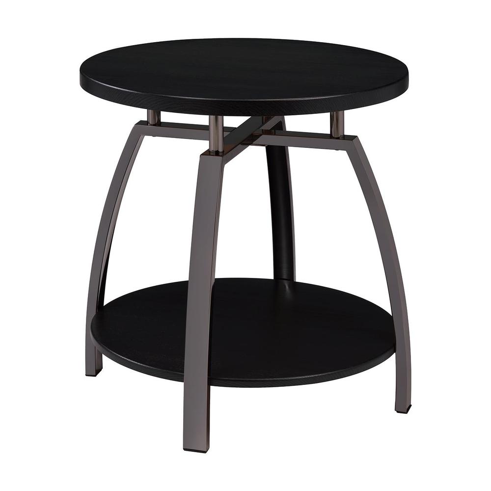 Dacre Round End Table Dark Grey and Black Nickel. Picture 2