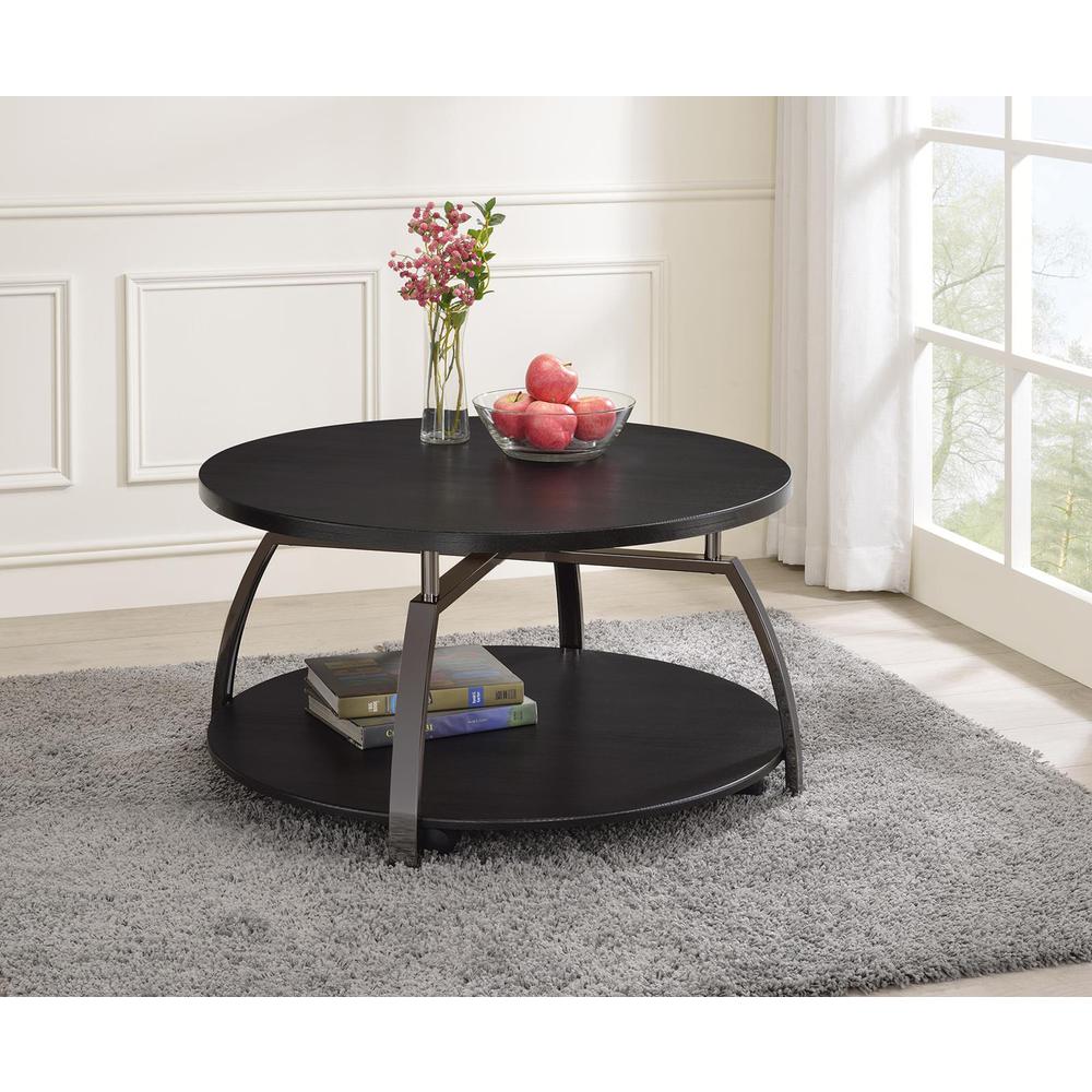 Dacre Round Coffee Table Dark Grey and Black Nickel. Picture 1