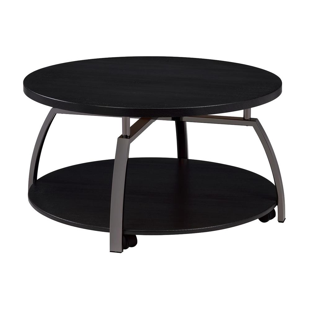Dacre Round Coffee Table Dark Grey and Black Nickel. Picture 2