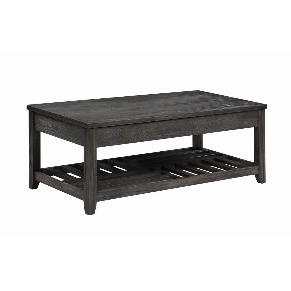 Cliffview Lift Top Coffee Table with Storage Cavities Grey. Picture 2