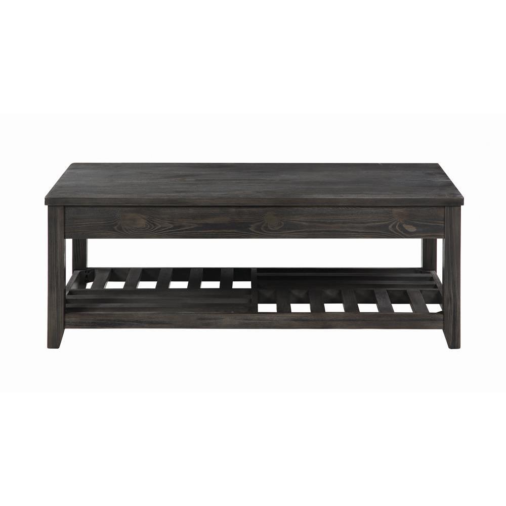 Cliffview Lift Top Coffee Table with Storage Cavities Grey. Picture 4