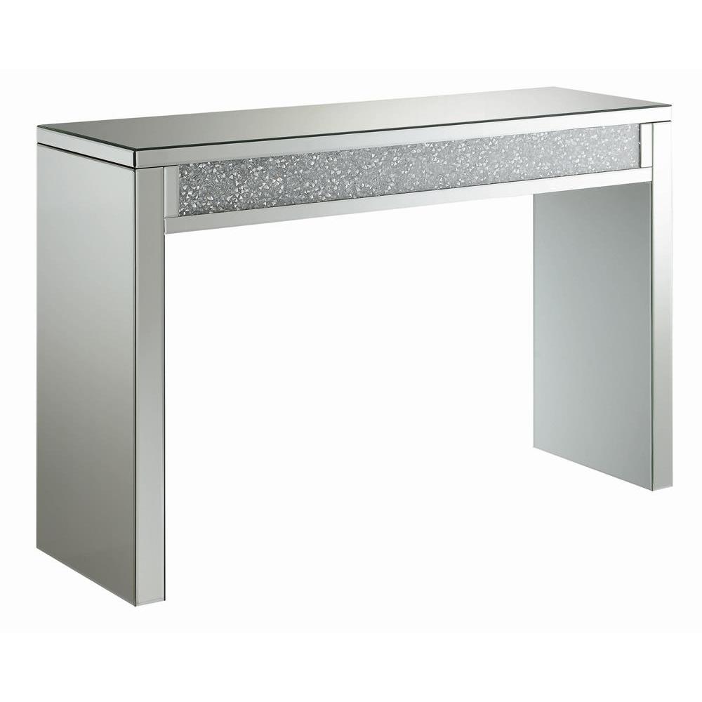 Gillian Rectangular Sofa Table Silver and Clear Mirror. Picture 2