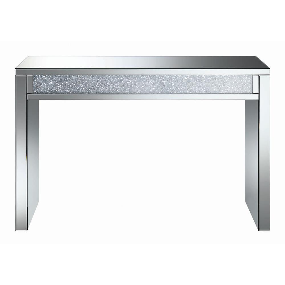 Gillian Rectangular Sofa Table Silver and Clear Mirror. Picture 3
