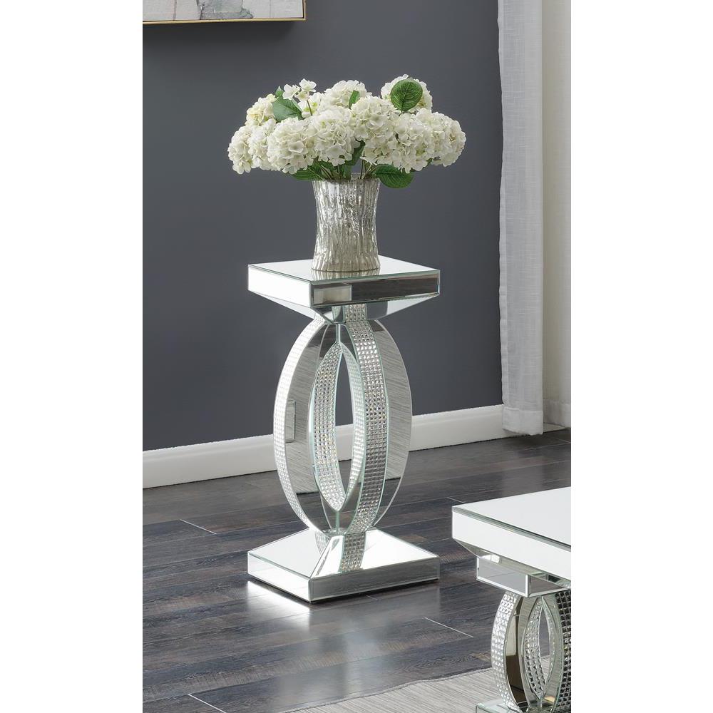 Amalia Square End Table with Lower Shelf Clear Mirror. Picture 1