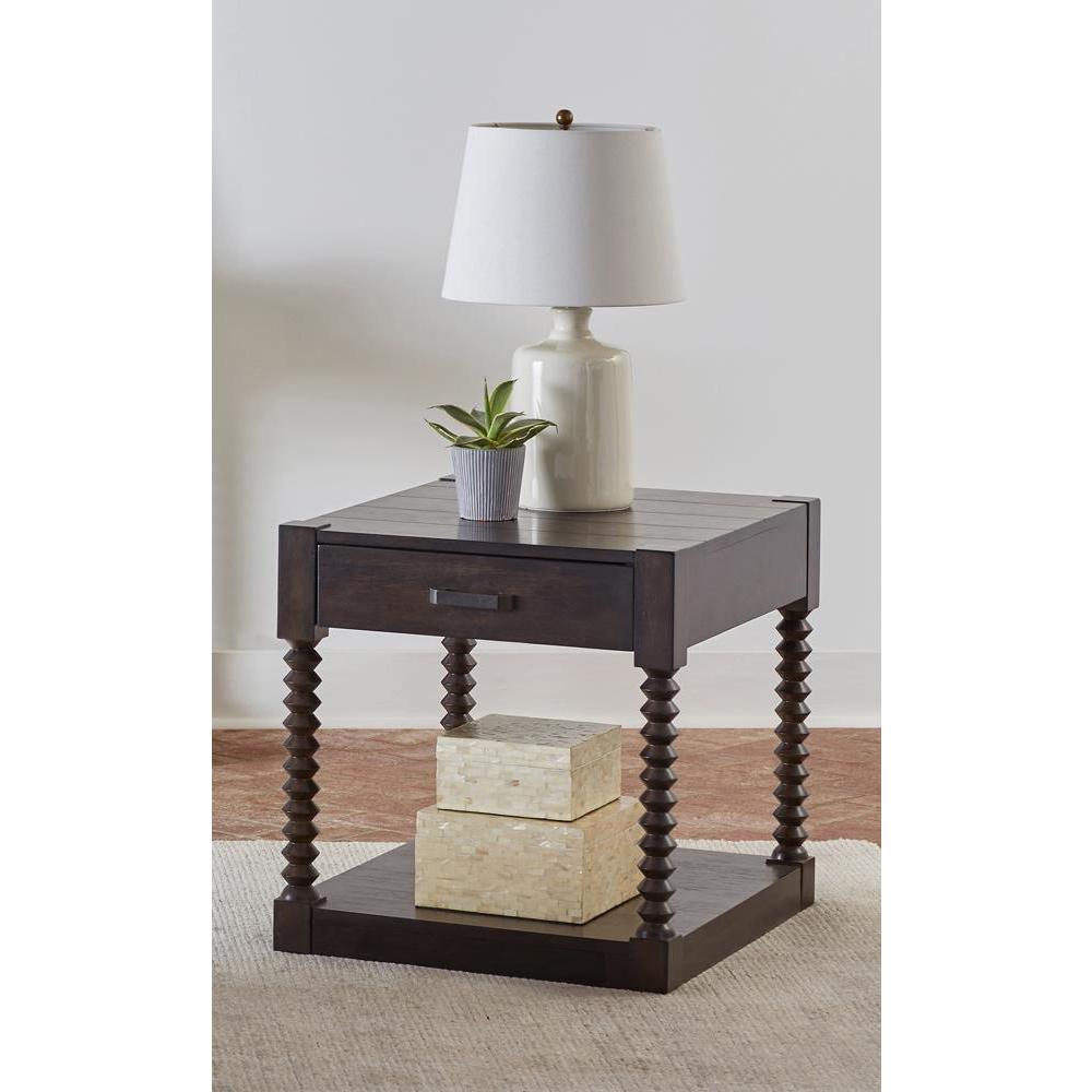 Meredith 1-drawer End Table Coffee Bean. Picture 1