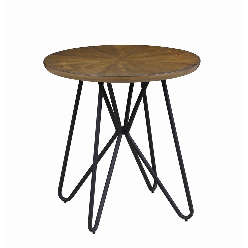 Brinnon Round End Table Dark Brown and Black. Picture 2