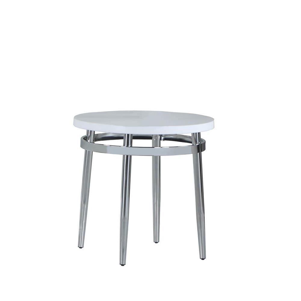 Avilla Round End Table White and Chrome. Picture 1