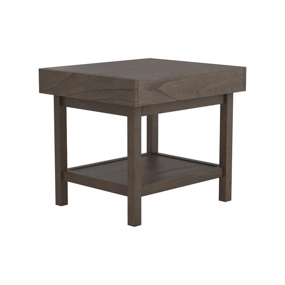 Owen Rectangle End Table with Shelf Wheat Brown. Picture 1