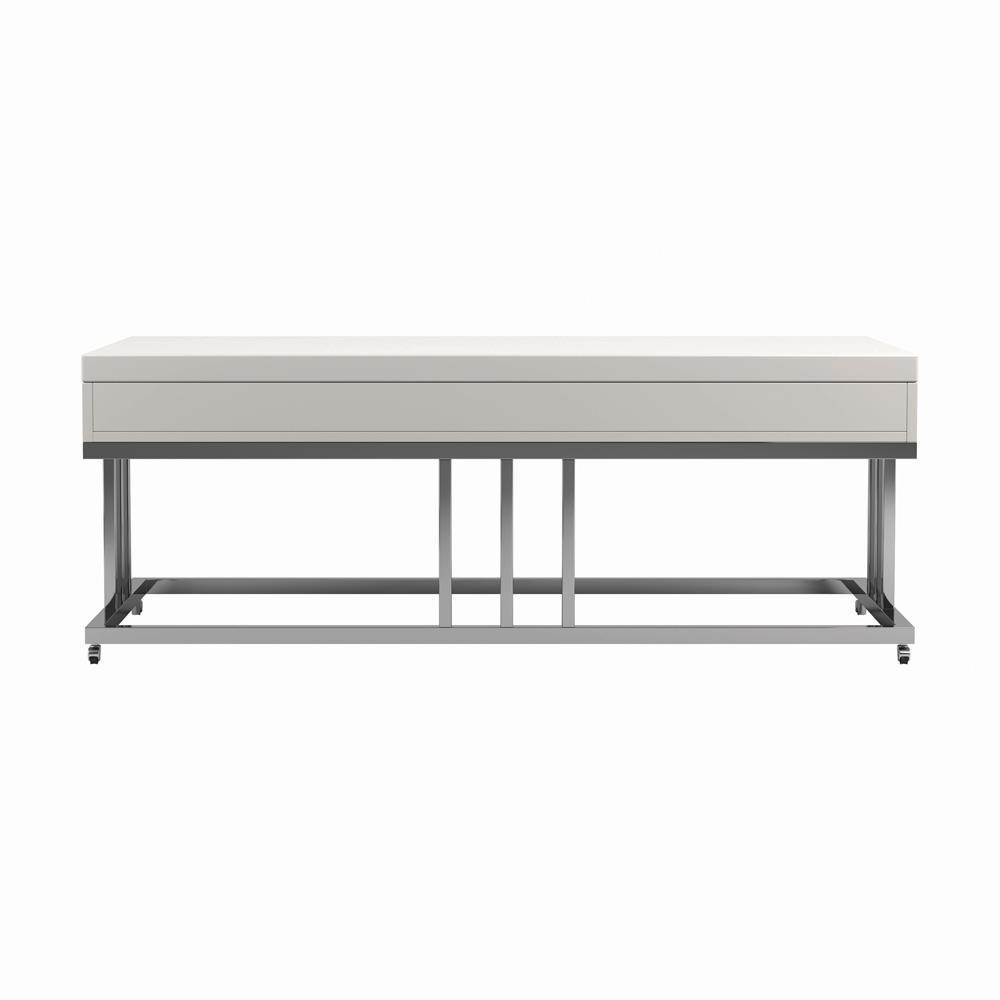 Dalya 2-drawer Rectangular Coffee Table Glossy White and Chrome. Picture 7