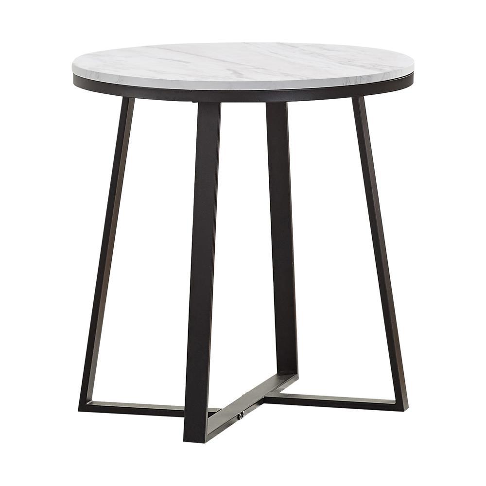 Hugo Metal Base Round End Table White and Matte Black. Picture 2