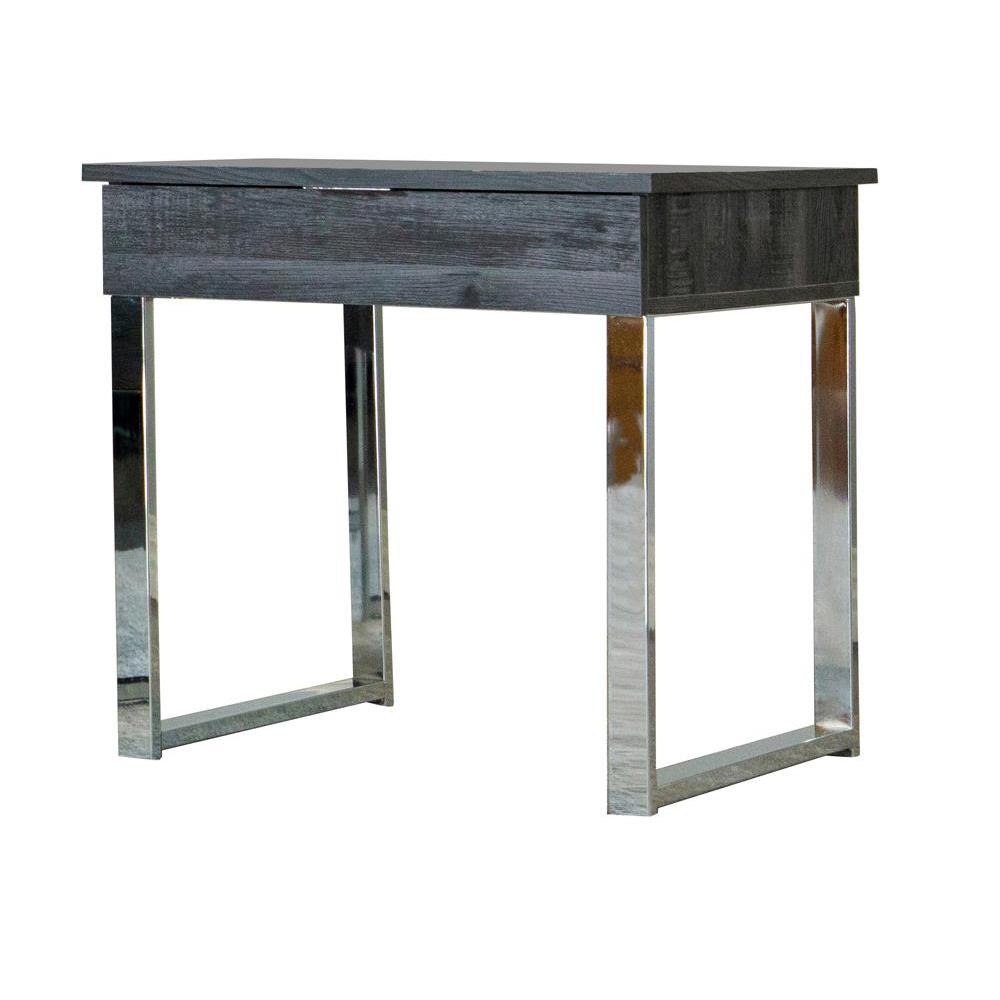 Aldine Square 1-drawer End Table Dark Charcoal and Chrome. Picture 2
