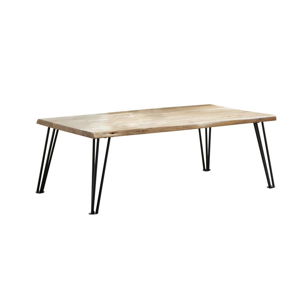 Zander Coffee Table with Hairpin Leg Natural and Matte Black. Picture 1