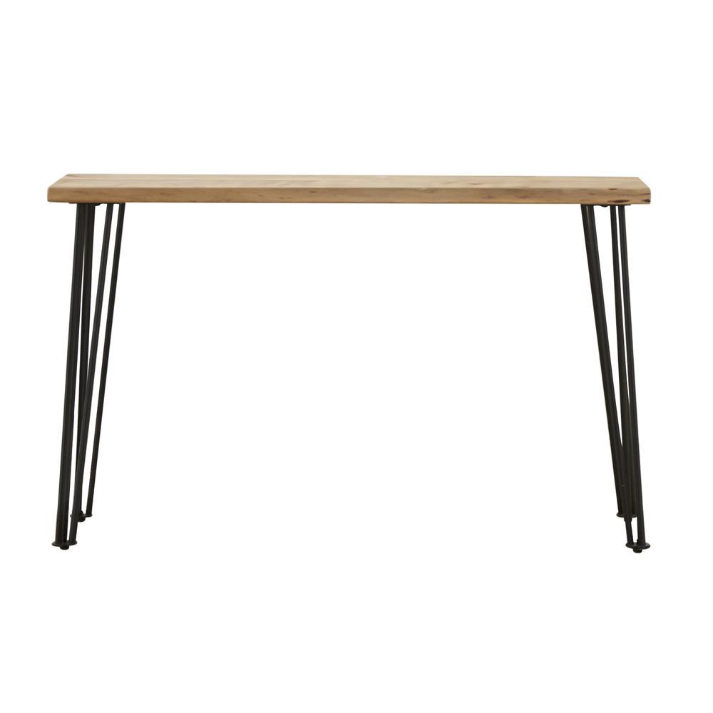 Zander Sofa Table with Hairpin Leg Natural and Matte Black. Picture 1