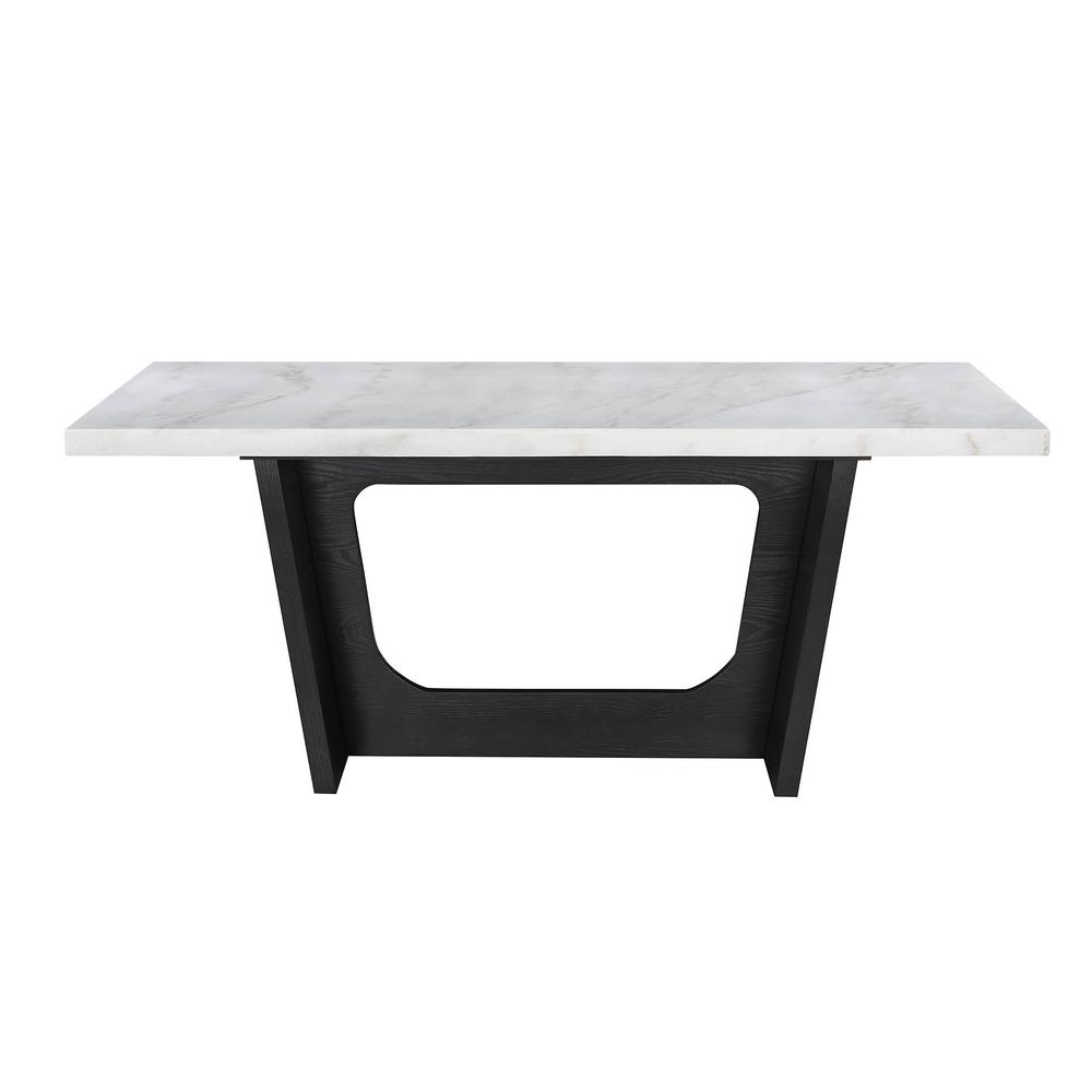 Sherry Trestle Base Marble Top Dining Table Espresso and White. Picture 4