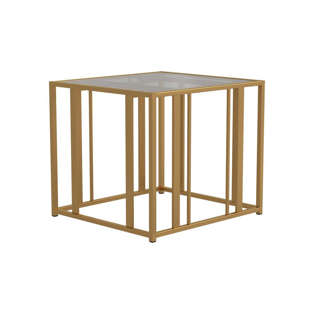 Adri Metal Frame End Table Matte Brass. Picture 1