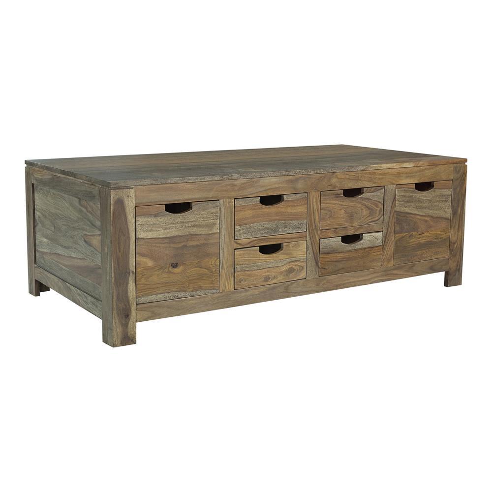 Esther 6-drawer Storage Coffee Table Natural Sheesham. Picture 2