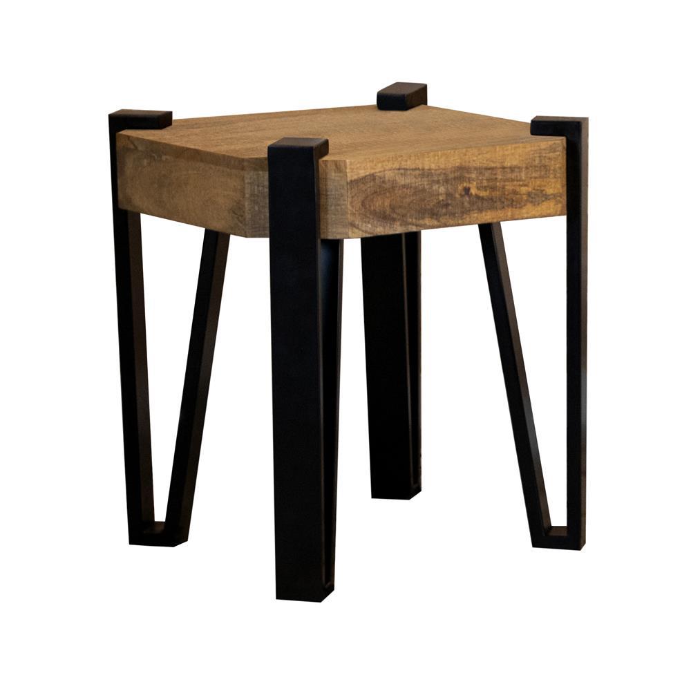 Winston Wooden Square Top End Table Natural and Matte Black. Picture 1