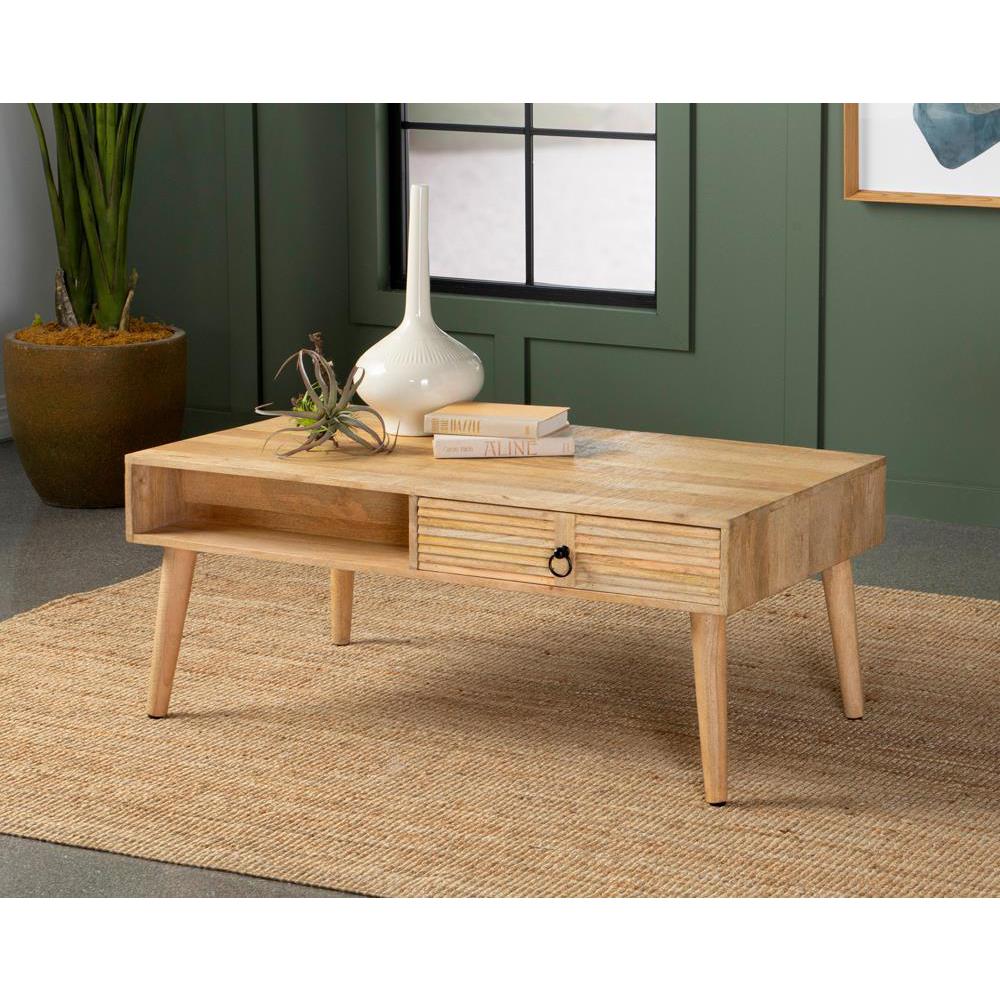 Zabel Rectangular 1-drawer Coffee Table Natural. Picture 1