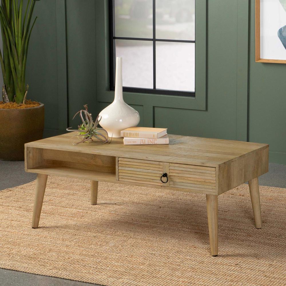 Zabel Rectangular 1-drawer Coffee Table Natural. Picture 2