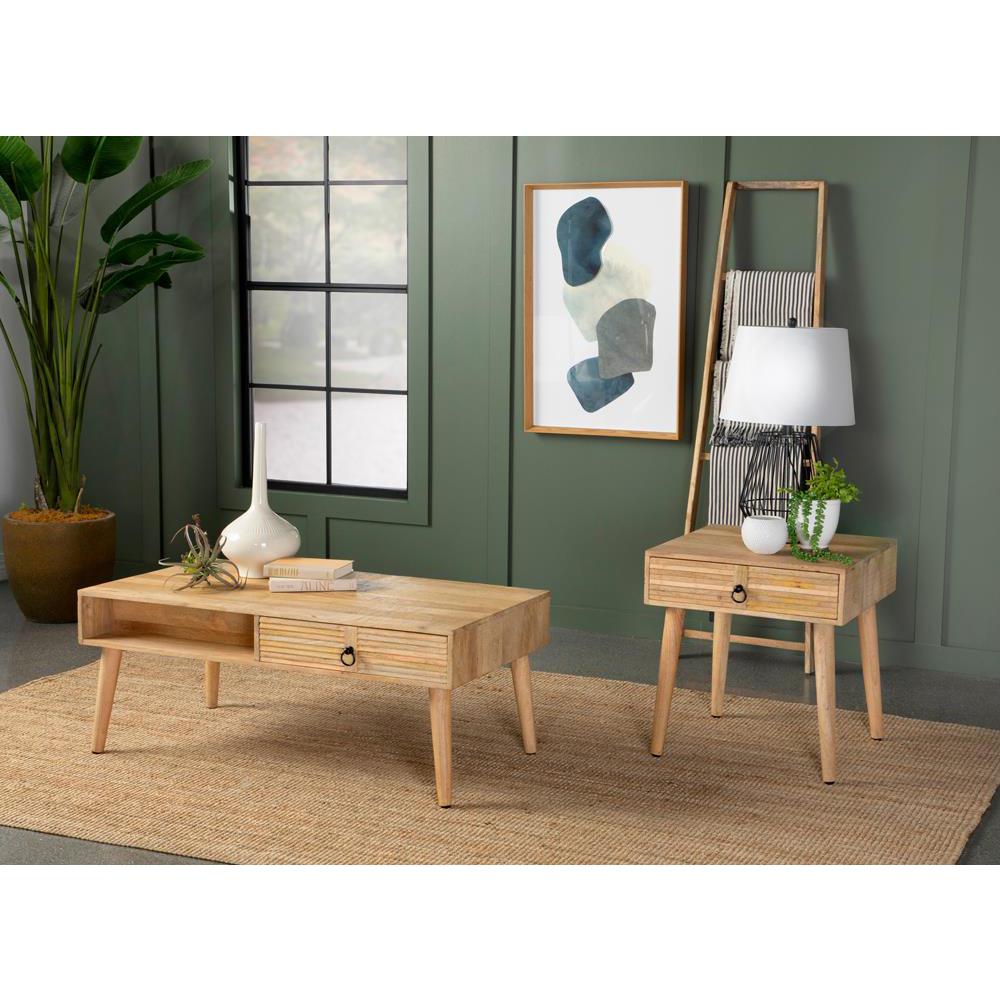 Zabel Rectangular 1-drawer Coffee Table Natural. Picture 11