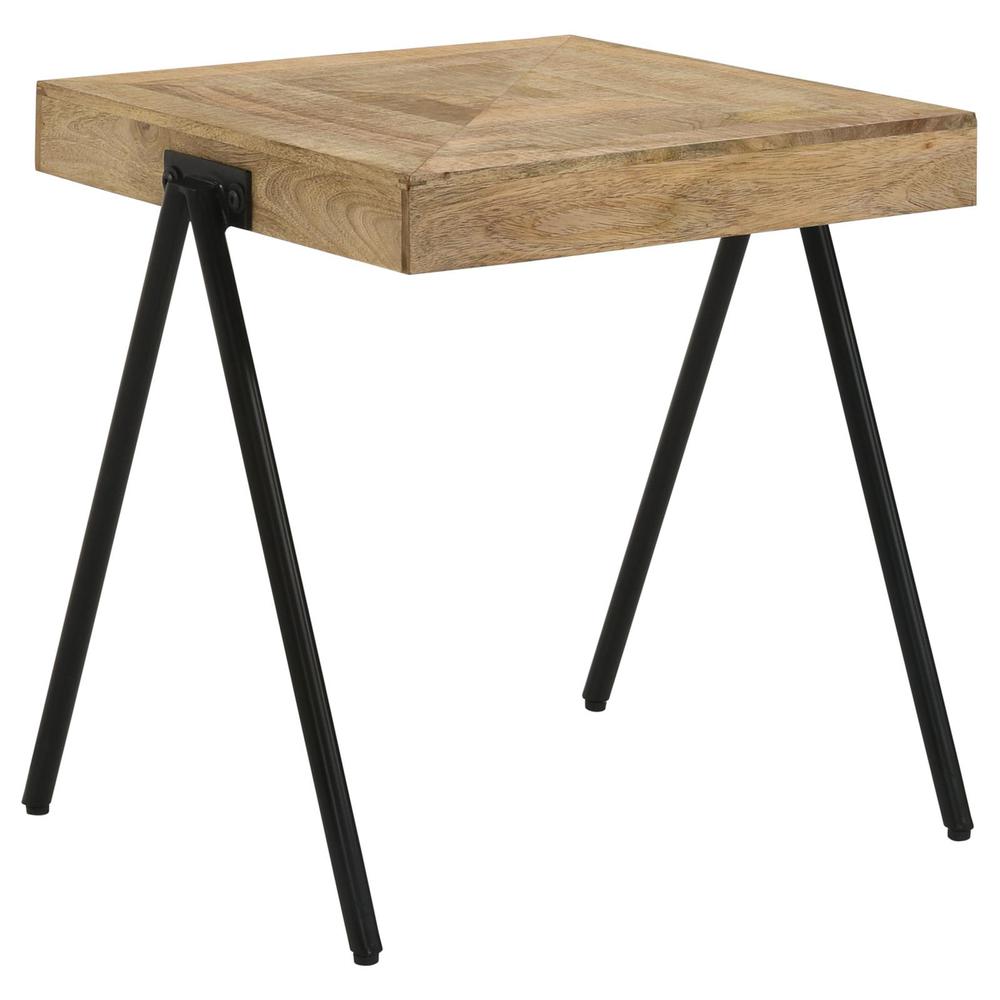 Avery Square End Table with Metal Legs Natural and Black. Picture 3