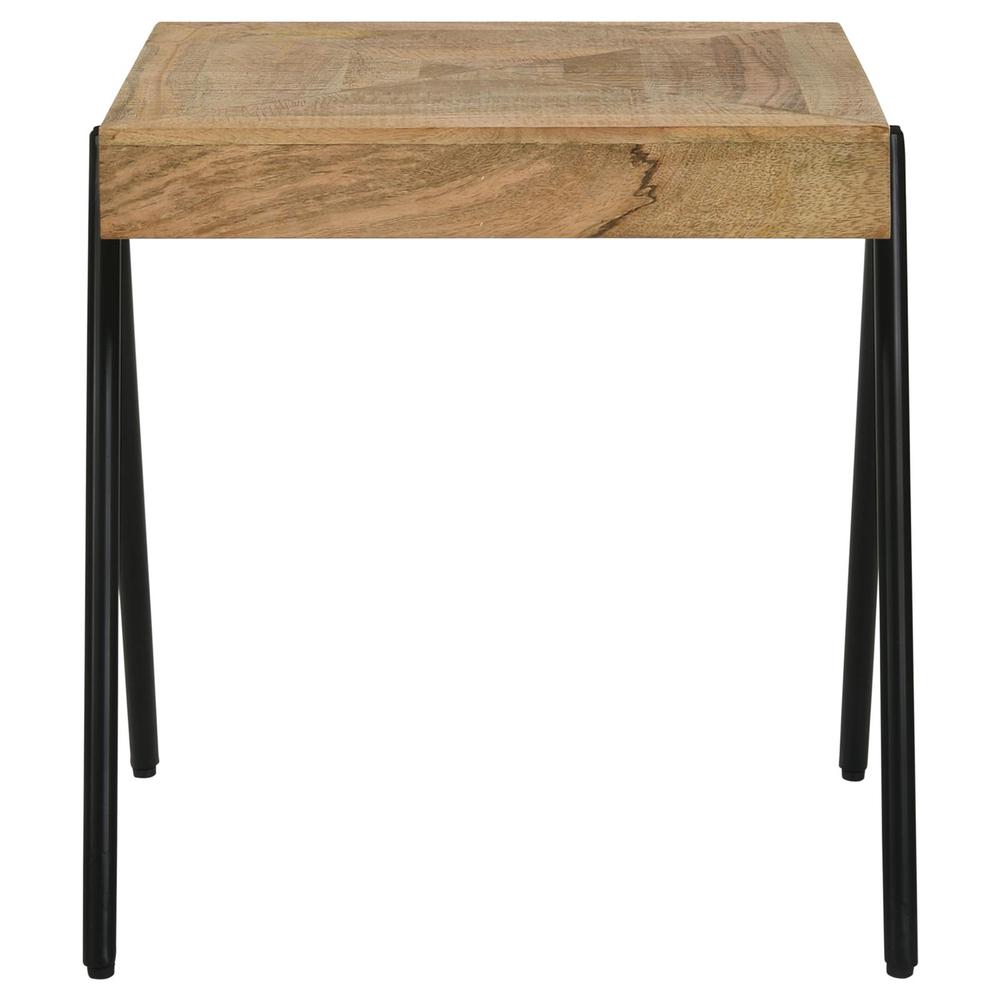 Avery Square End Table with Metal Legs Natural and Black. Picture 4