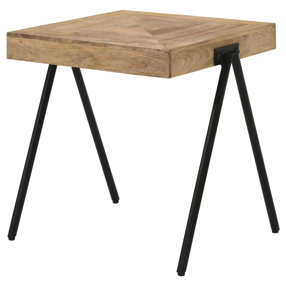 Avery Square End Table with Metal Legs Natural and Black. Picture 5