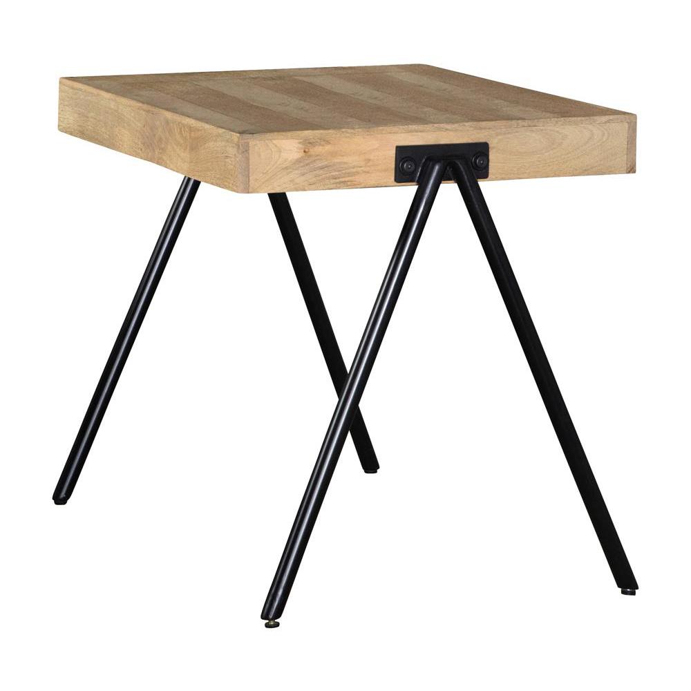 Avery Square End Table with Metal Legs Natural and Black. Picture 10