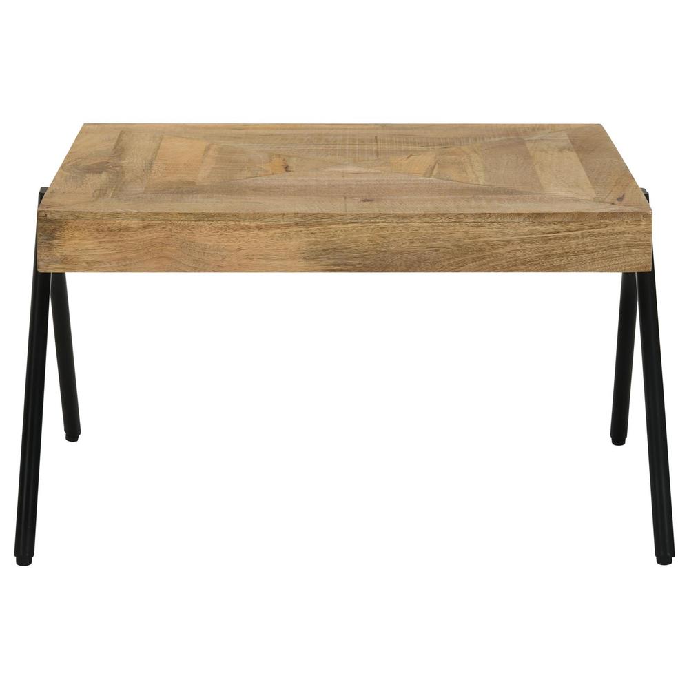 Avery Rectangular Coffee Table with Metal Legs Natural and Black. Picture 4