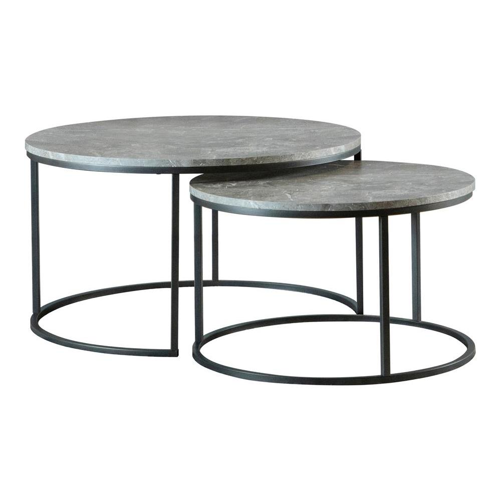 Lainey Round 2-piece Nesting Coffee Table Grey and Gunmetal. Picture 2