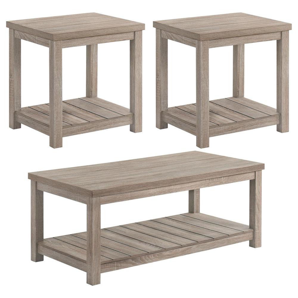 Colter 3-piece Occasional Set with Open Shelves Greige. Picture 2