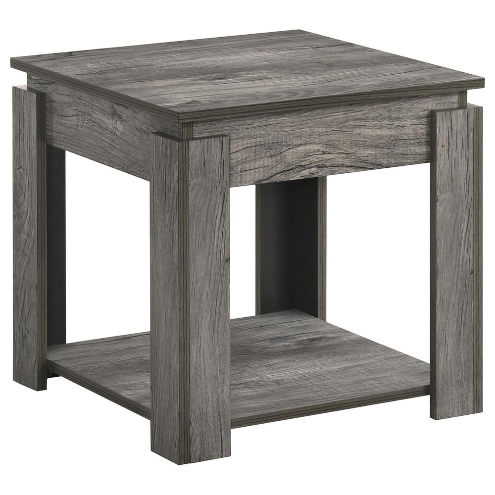 Donal 3-piece Occasional Set with Open Shelves Weathered Grey. Picture 7