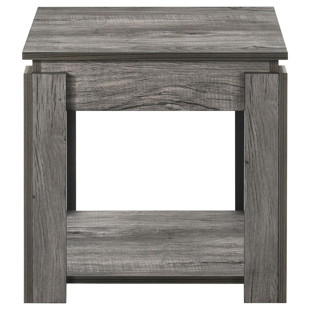 Donal 3-piece Occasional Set with Open Shelves Weathered Grey. Picture 8