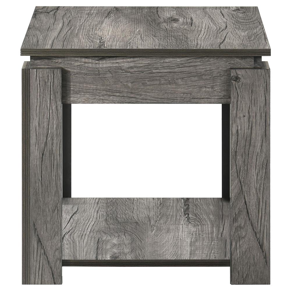 Donal 3-piece Occasional Set with Open Shelves Weathered Grey. Picture 9