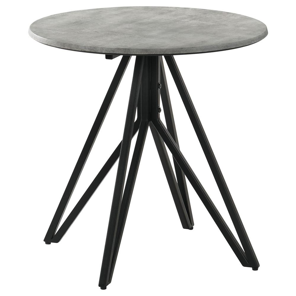 Hadi Round End Table with Hairpin Legs Cement and Gunmetal. Picture 2