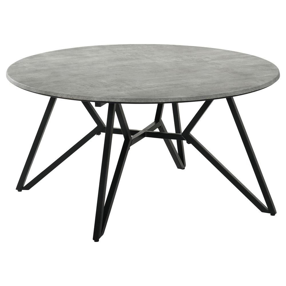 Hadi Round Coffee Table with Hairpin Legs Cement and Gunmetal. Picture 2