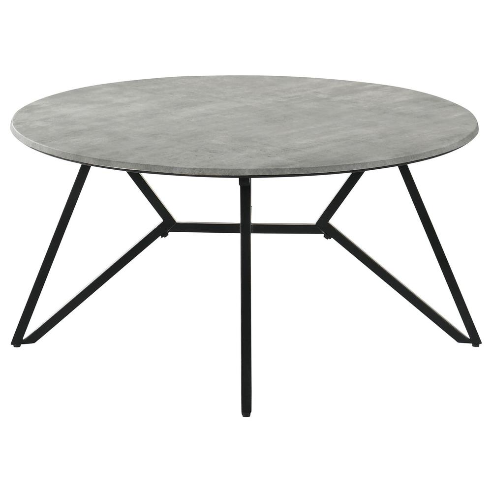 Hadi Round Coffee Table with Hairpin Legs Cement and Gunmetal. Picture 3